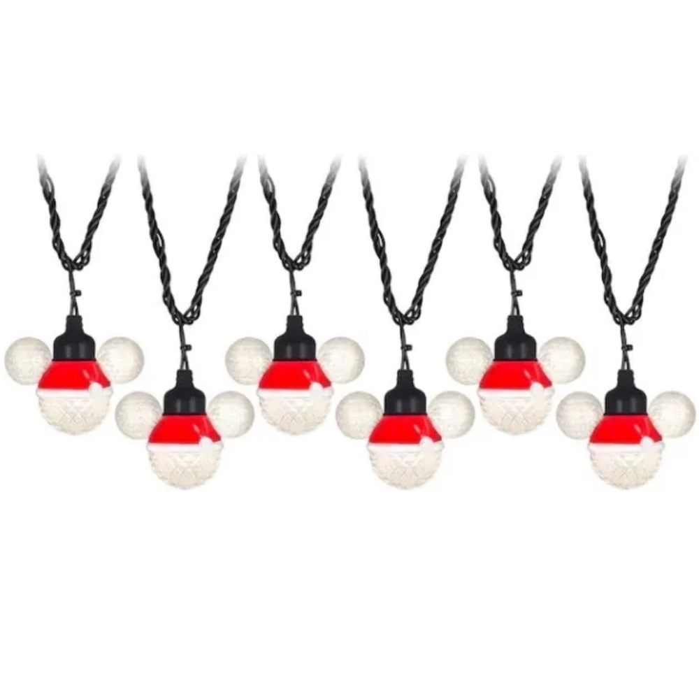Disney 12 Mickey Shape Sparkling White LED Plug-in Christmas String Lights Gemmy